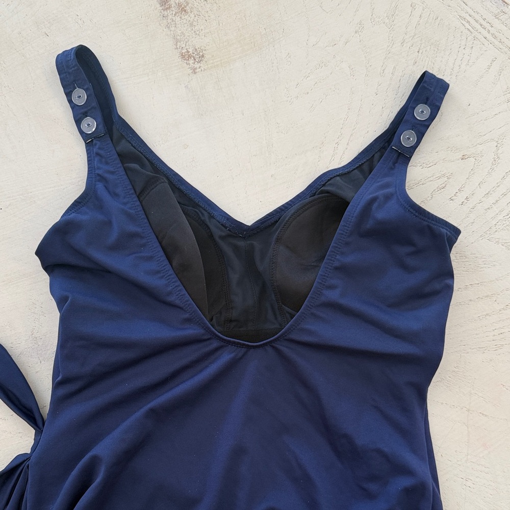 Navy One-Piece Swimsuit with Side Tie - Picture 7 of 11